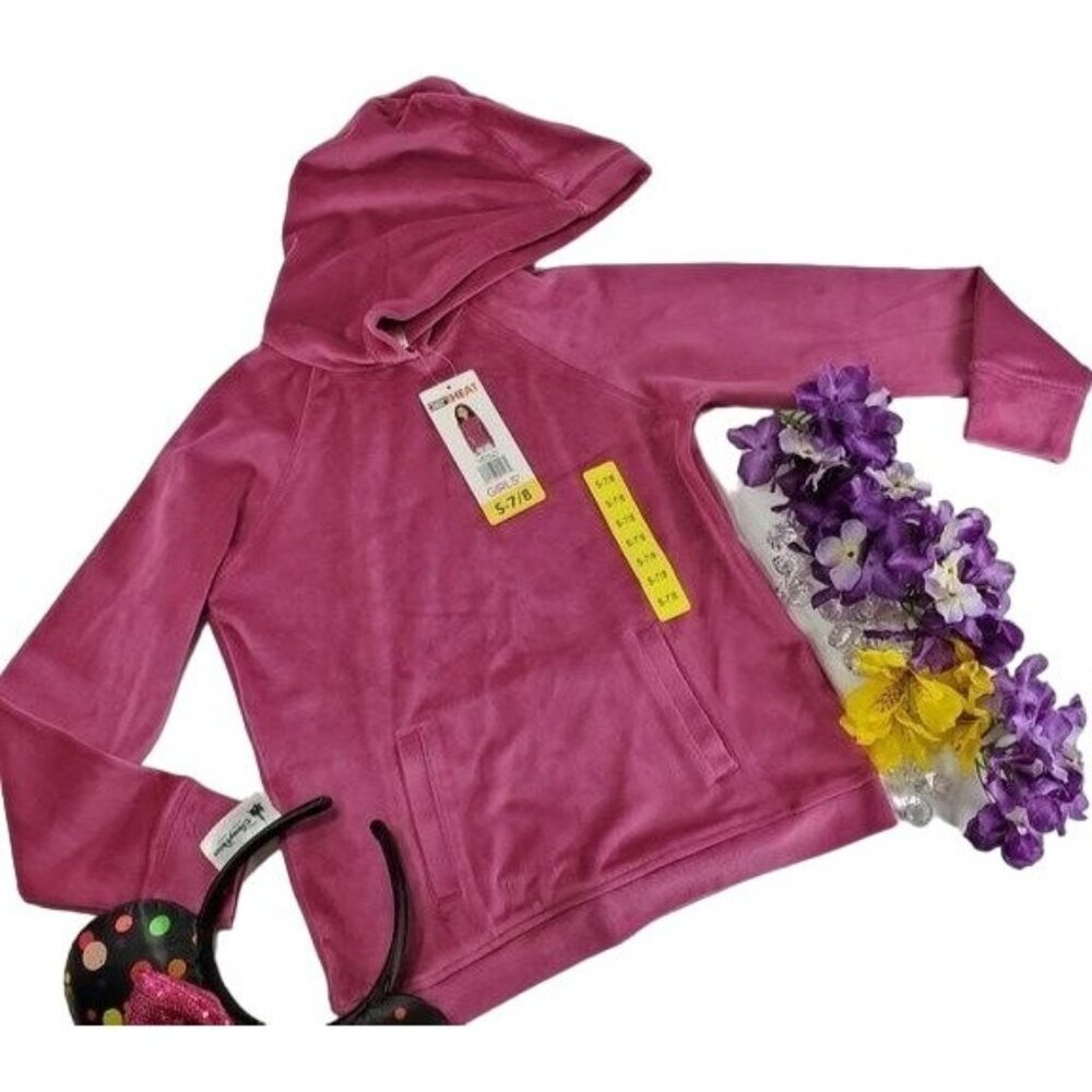 32 Degrees Heat Hoodie Girls Top Pullover Velour Blouse Sweatshirt Long Sleeve